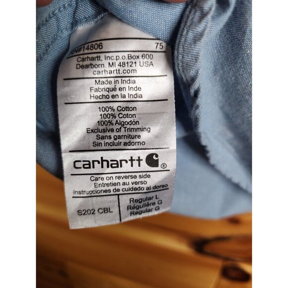 Carhartt Denim Shirt Men Large Blue Button Down Long Sleeve Casual Relaxed Fit - Picture 5 of 14